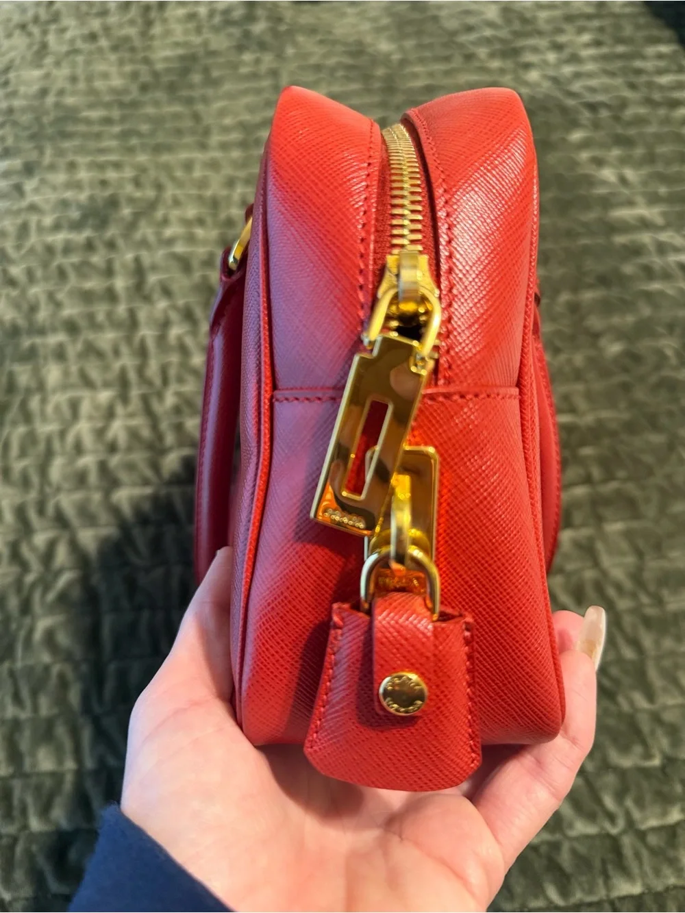 Prada Red Saffiano Leather Satchel with Gold Hardware - Picture 6 of 12